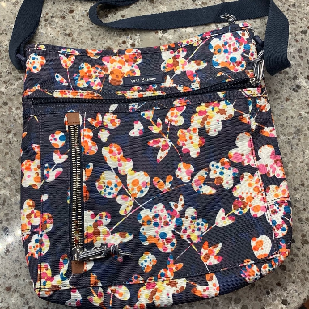 Vera Bradley-Lighten Up Travel Ready Crossbody, Navy Blue Flowers